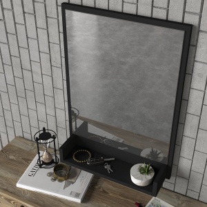 Oglinda de Perete, Shelf Style, UnicUtil, 45 x 12 x 75 cm, Negru - Img 4