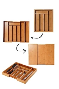 Organizator pentru tacamuri din bambus, 38 x 36 x 5 cm - Img 2