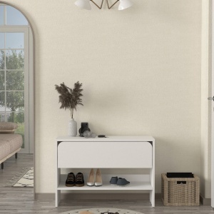 Pantofar Clementine din pal melaminat alb, design modern pentru depozitarea încălțămintei, 90 x 35 x 61.9 cm - Img 3