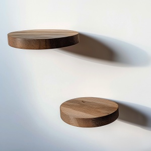Raft decorativ de perete din lemn, Raf283 Design, UnicUtil, De lemn, Diametru: 12 cm, Înălțime: 1,9 (3 bucăți), 100% LEMN MASIV - Img 9
