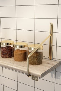 Raft perete, Timber Base, UnicUtil, 60 x 15 x 15 cm, Auriu Maro - Img 3