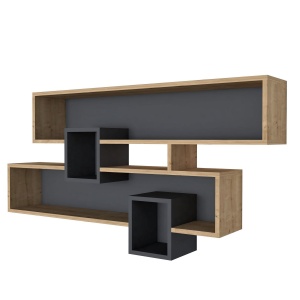 Rafturi perete, Iron Stand, UnicUtil, 120 x 72 x 22 cm, Stejar Gri - Img 4