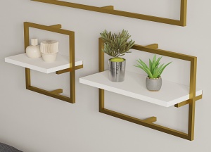 Rafturi perete, Smooth Finish, UnicUtil, 80 x 30 x 20 cm, Alb Auriu - Img 6