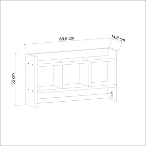 Rafturi perete, Solid Base, UnicUtil, 63 x 35 x 14 cm, Alb - Img 3