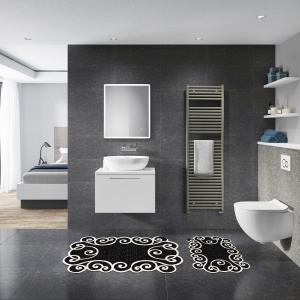 Set covorase baie 2 piese, Sophisticated Texture, UnicUtil, Negru - Img 1