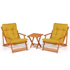 Set Gradina - Masa si Scaune (3 Bucati), Bundle echo, UnicUtil, Culoarea Galben Natural - Img 3