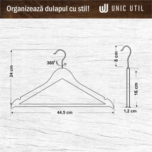 Umerase lemn unic hangers din lemn de artar, Alb, UUUM12, 1 bucata - Img 6