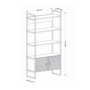 Biblioteca, Geometric Style, UnicUtil, 82 x 39 x 180 cm, Maro - Img 9