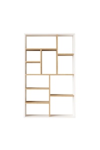 Bibliotecă îngustă, 75x22x123.6 cm, Rattan-Alb, PAL melaminat, UnicUtil - Img 4