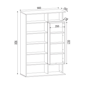 Biblioteca, Rustic Charm, UnicUtil, 90 x 35 x 183.6 cm, Maro - Antracit, UUBIB34 - Img 9