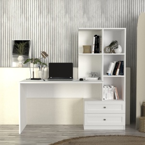 Birou cu dulap pe partea dreaptă, Mantra, UnicUtil, Alb, 155 cm - Img 3