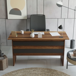 Birou de studiu, Vo1 Ba, UnicUtil, Nuc-Antracit, Lățime: 140 cm, Înălțime: 73,8 cm, Adâncime: 60 cm - Img 3