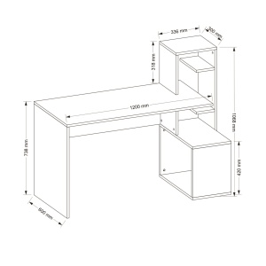 Birou, Dynamic Shape, UnicUtil, 120 x 60 x 106.8 cm, Alb si Maro, UUDESK32 - Img 6