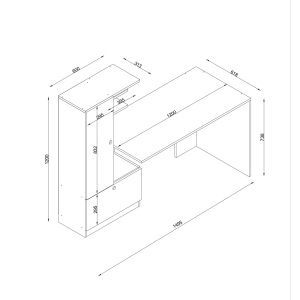 Birou, Edge Design, UnicUtil, 149.5 x 61.8 x 120 cm, Alb și Maro, UUDESK15 - Img 8