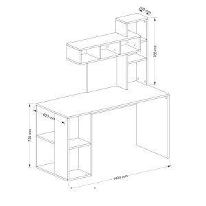 Birou, Modular Harmony, UnicUtil, 140 x 60 x 153.8 cm, Alb și Maro, UUDESK11 - Img 6