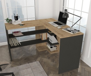 Birou Multifuncțional, Modern Workspace, UnicUtil, 120 x 45 x 73.8 cm, Bardolino-Antracit, UUDESK05 - Img 3
