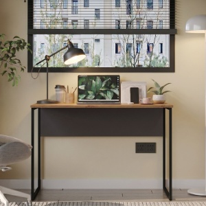 Birou pentru calculator cu picioare metalice, 110x58.5x73 cm, Rattan-Antracit, UnicUtil - Img 2
