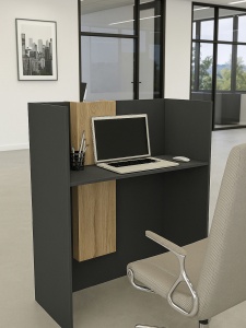 Birou recepție Bonveno din pal melaminat antracit, design minimalist și elegant pentru spații de birou, 90 x 43.2 x 110.3 cm - Img 5