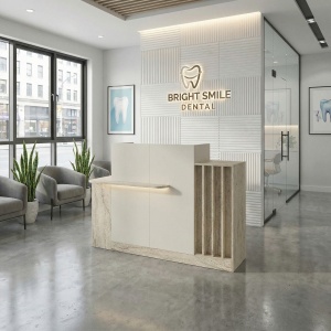 Birou receptie, Sayanora Front Desk, UnicUtil, Travertin Crem, 150 cm