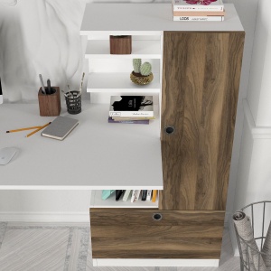 Birou, Smart BrownSpace, UnicUtil, 149.5 x 60 x 120 cm, Alb si Maro - Img 5