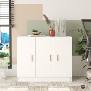 Comoda cu 3 usi UnicUtil Alb pentru birou 89.1 x 38.1 x 73.8 cm - Img 2