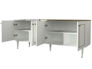 Comoda televizor, Modern Luxe, UnicUtil, 180 x 40 x 76 cm, Alb-Auriu, UUCOM04 - Img 5