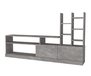 Comoda TV cu Biblioteca UnicUtil, 164 x 25 x 91 cm, Gri Beton, front PAL - Img 6