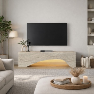 Comodă TV, Mara LED Traverten, UnicUtil, Travertin, 150 cm