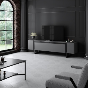 Comoda TV, Yildiz Anthracite, UnicUtil, Antracit-Negru, Lățime: 180 cm, Înălțime: 50 cm, Adâncime: 30 cm - Img 5