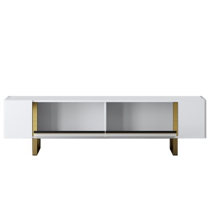 Comoda TV, Yildiz White, UnicUtil, Alb-Auriu, Lățime: 180 cm, Înălțime: 50 cm, Adâncime: 30 cm - Img 7