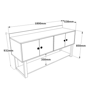 Consola UnicUtil Nuc - Gri Antracit 180 x 53.8 x 93.2 cm - Img 5
