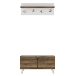 Cuier Multifunctional cu Pantofar, Strike Stand, UnicUtil, 80 x 31.3 x 71 cm, Alb-Maro, UUORG39 - Img 5