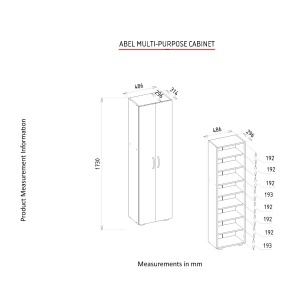 Dulap de bucătărie din pal melaminat Abel, alb, design modern și funcțional pentru organizare eficientă, 48.6 x 31.4 x 173 cm - Img 2