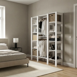 Dulap dressing, Tulca City White, UnicUtil, Alb, Lățime: 158,6 cm, Înălțime: 180 cm, Adâncime: 33,2 cm - Img 5
