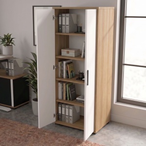 Dulap inalt birou UnicUtil Alb - Stejar 80 x 35 x 178.6 cm - Img 5