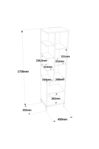 Dulap multifuncțional Alb 45x35.5x173.6 cm, PAL melaminat — Wilma 1, UnicUtilY - Img 6