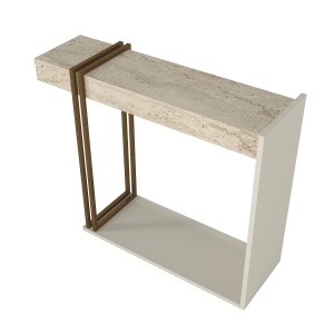 Masă decorativă Desca din pal melaminat finisaj travertin-sandstone, eleganță modernă pentru interior rafinat, 91.8 x 29.6 x 74.2 cm - Img 7
