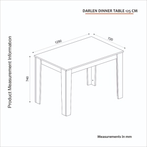 Masă dining living și bucătărie, Darlen, UnicUtil, Alb, 125 cm - Img 2