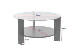 Măsuţă de cafea, Clara Wood, UnicUtil, Negru de lemn-Fum, Lățime: 75 cm, Înălțime: 40 cm, Adâncime: 75 cm - Img 4