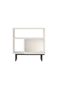 Măsuță laterală cu ușă și picioare metalice, 60x25.5x60 cm, Alb, UnicUtil - Img 4
