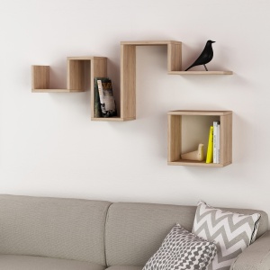 Rafturi perete, Bold Frame, UnicUtil, 116 x 45 x 20 cm, Stejar - Img 1