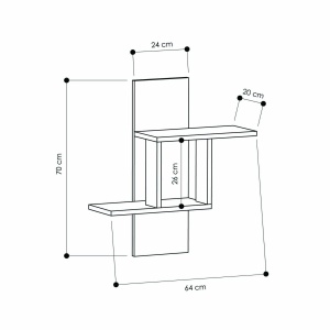 Rafturi perete, Elegant Build, UnicUtil, 64 x 70 x 20 cm, Gri - Img 3