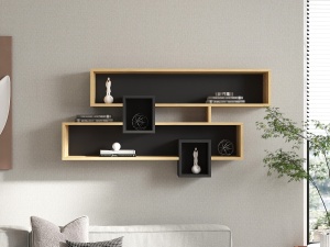 Rafturi perete, Iron Stand, UnicUtil, 120 x 72 x 22 cm, Stejar Gri - Img 3