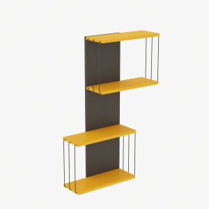 Rafturi perete, Minimal Space, UnicUtil, 65 x 96 x 19 cm, Galben - Img 2