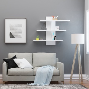 Rafturi perete, Solid Base, UnicUtil, 111 x 90 x 20 cm, Alb - Img 1