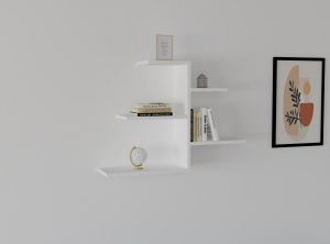 Rafturi perete, Timeless Wood, UnicUtil, 82 x 48 x 19 cm, Alb - Img 1