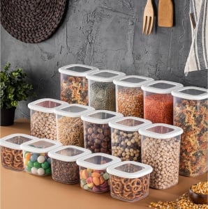 Set 15 recipiente alimentare , UnicUtil, Compact Spacious, Alb - Img 1
