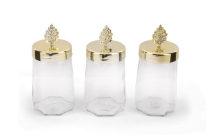 Set 3 recipiente condimente, UnicUtil, Sturdy Modern, Transparent, Auriu, - Img 2