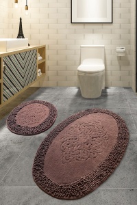 Set covorase baie 2 piese, Classic Style, UnicUtil, Maro, Multicolor