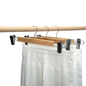 Umeraș din Lemn cu clipsuri metalice, pentru pantaloni/fuste, Natur, 1 bucata - Img 5